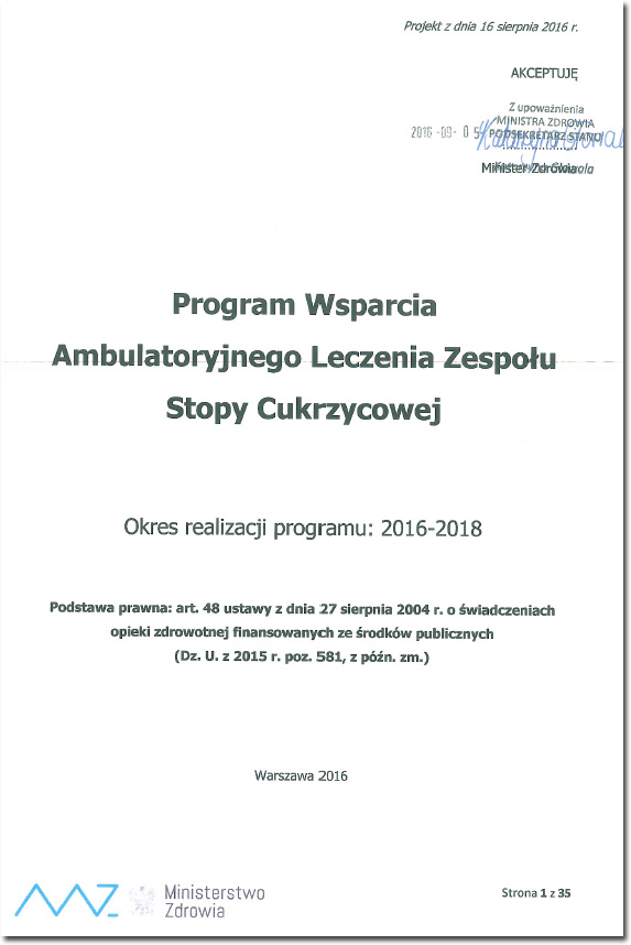 Program wsparcia leczenia ambulatoryjnego zespou stopy cukrzycowej
